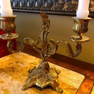 Candelabra Candle Holder, Antique Brass